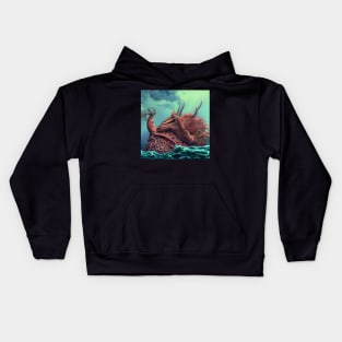 Digital Painting Of a Mythical Deep Ocean Creature Attack Kids Hoodie